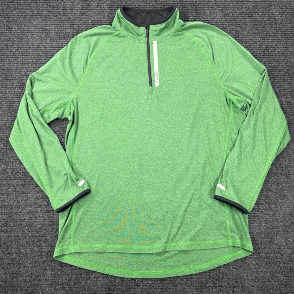 Hind Mens 24/7/365 Run Quarter Zip Pullover Green Heather Reflective XL